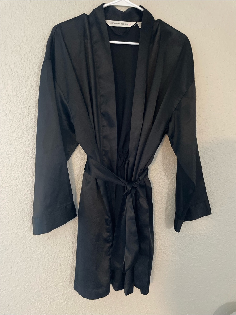 Victoria's Secret Black Satin Robe Short Kimono Style